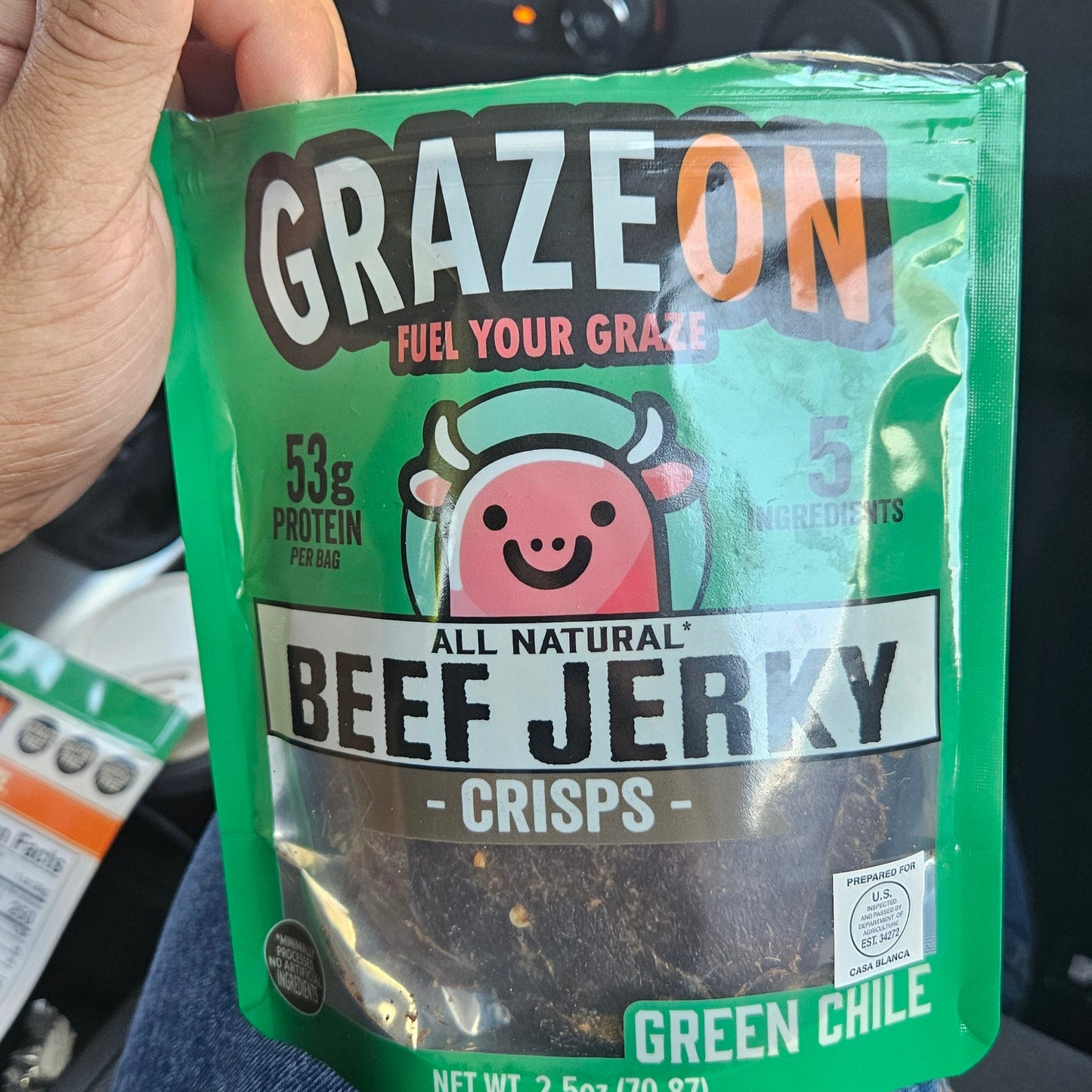 Green Chile Beef Jerky Crisps - 53g Protein Per Bag