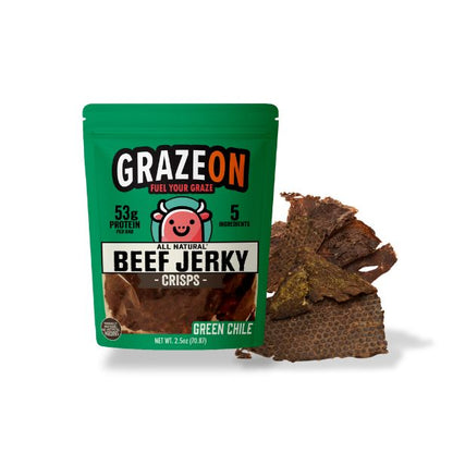 Green Chile Beef Jerky Crisps - 53g Protein Per Bag