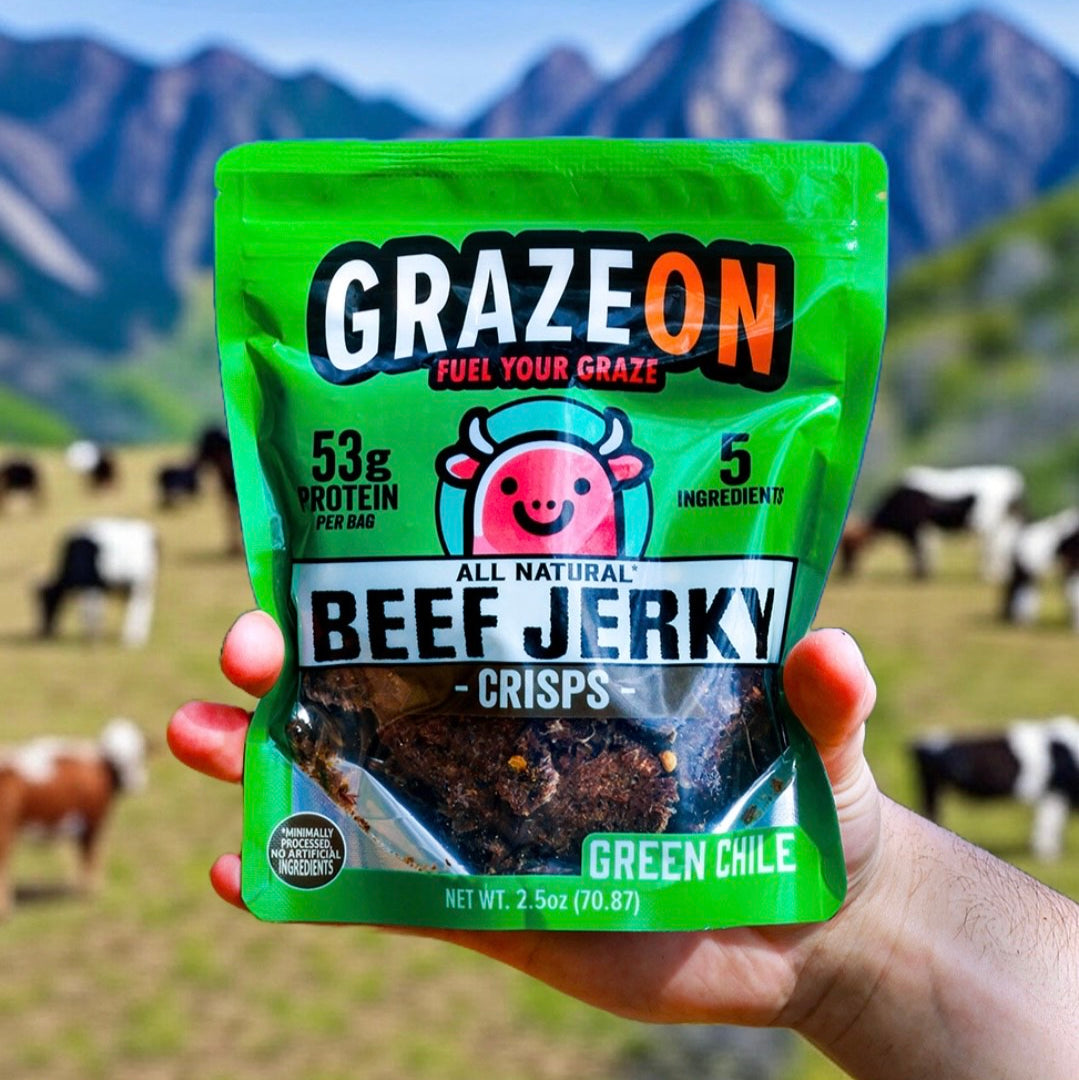 Green Chile Beef Jerky Crisps - 53g Protein Per Bag